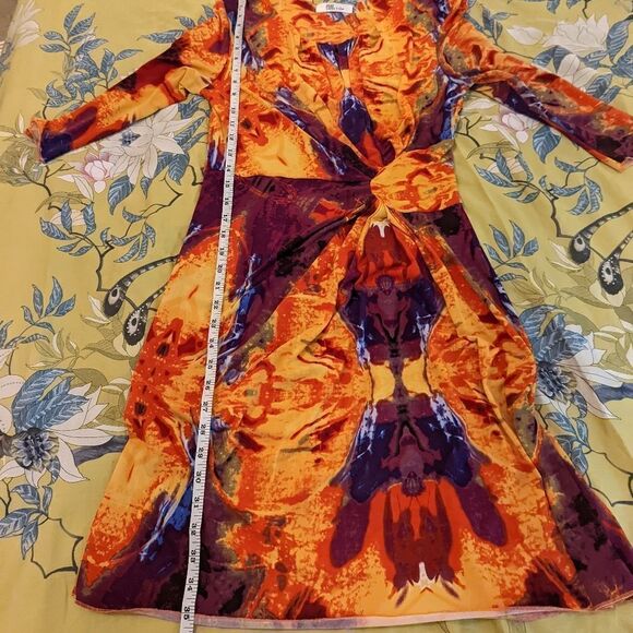 𝅺my Tribe multicolor side ruched long sleeve stretch knit dress size m euc - Picture 6 of 6